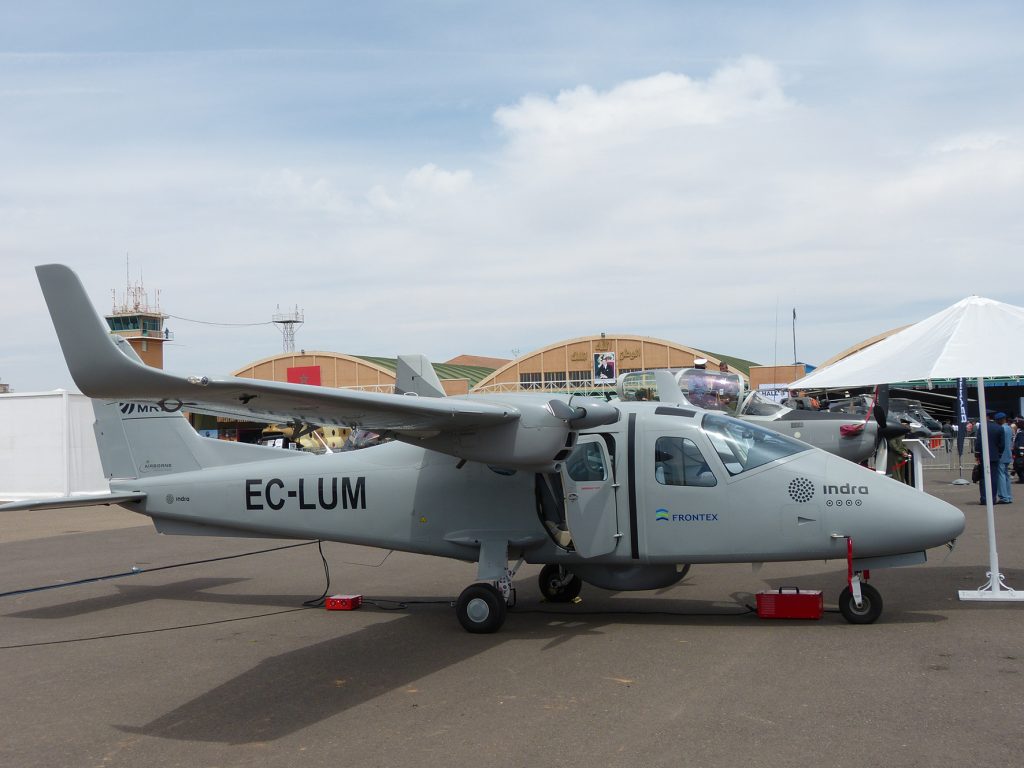 Indra showed the Tecnam 2006T MRI aircraft being used for its Frontex contract. (David Oliver)