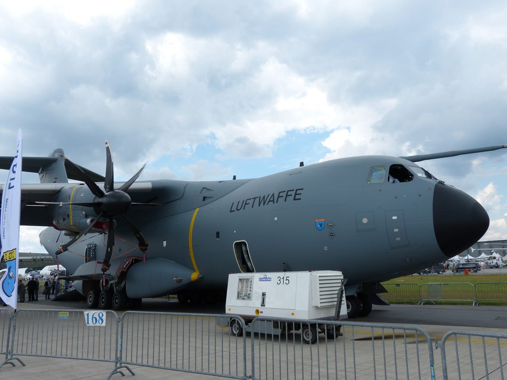 One of the Luftwaffe’s Airbus A400M in the ILA static park is set to replace the ageing Transall in 2021. (David Oliver)