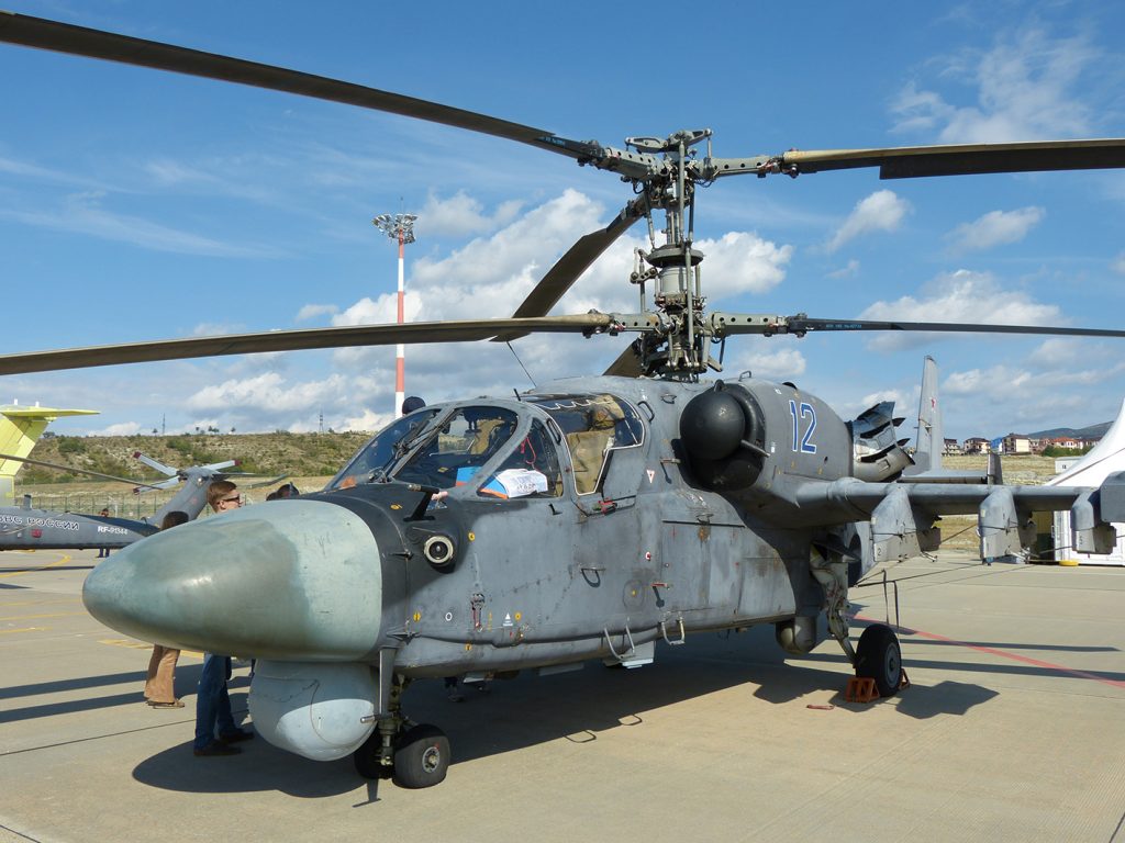 A Kamov Ka-52 Alligator belonging to the Russian Army Aviation Combat Training Centre in the Gelenzhik static display.  (David Oliver)