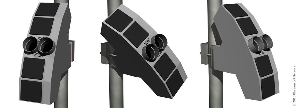 The Radshield sensor, optimised for detecting small and slow flying objects; the system has already been selected by a Swiss prison. (Photo Rheinmetall)
