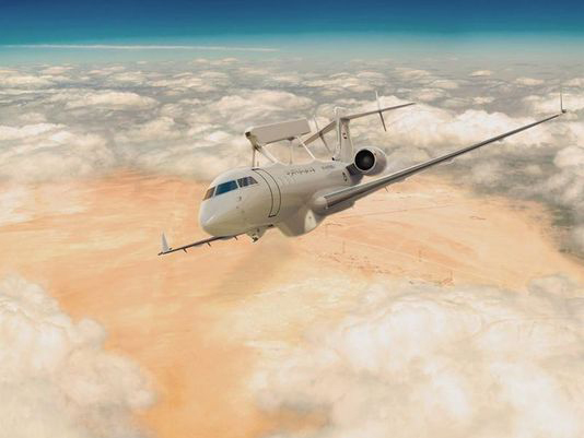 In addition to upgrading the Emirates' Air Force Saab 340 AEW aircraft Saab was also entrusted to supply two new surveillance aircraft, but based on the Global 6000. ©Saab