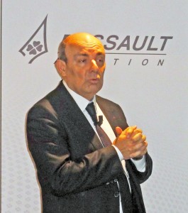 Éric Trappier, Chairman and Chief Executive Officer of Dassault Aviation, pictured during the latest press conference held at the company's headquarters in Saint Cloud on 10 March 2016. © J.-M. Guhl
