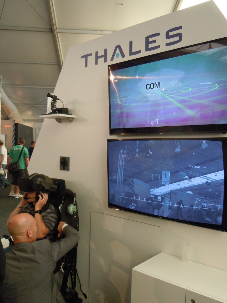 Thales displayed its TopOwl helmet-mounted sight and display for helicopter pilots. (David Oliver)