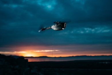 FLIR Black Hornet Nano-Drone in sunset