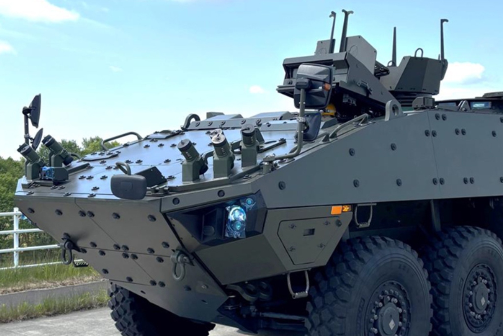 The first Patria AMV XP 8x8 vehicle to Japan Self-Ground Defense