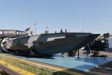 ARMMO Defense Technologies unveils its ARW39CAT-A USV armed with the company Bandit-X drone-killer and air-defence missiles